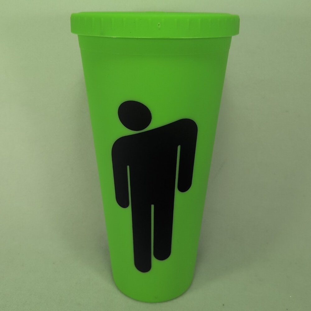 Billie Eilish Tumbler Cup Bottle Blohsh Tour Green Rubber Double Wall 24oz Lid